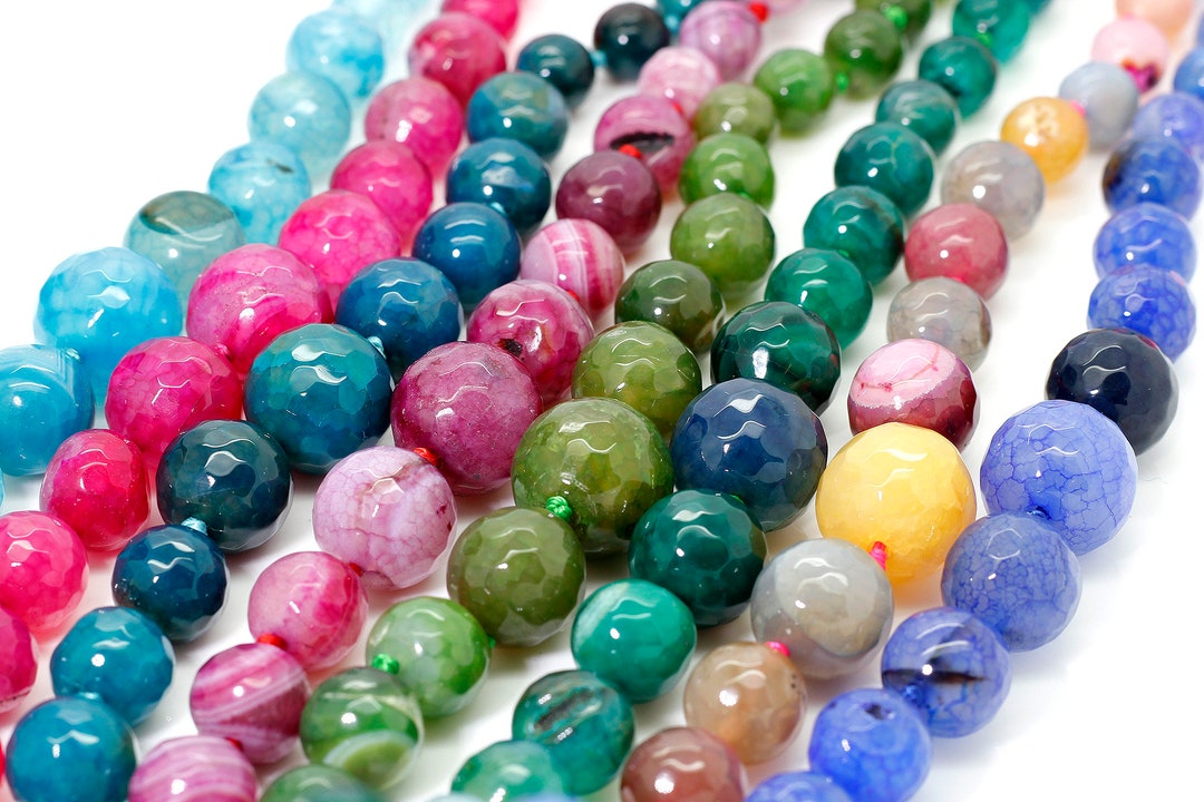 Colorful Rainbow Agate Beads Faceted Round Dyed Agate - Etsy