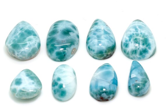 Natural Dominican Larimar Cabochon - Chips Rock Smooth Stone Gemstone Pear Tear Oval Round Beads for Ring Necklace Pendant Jewelry - PGL94