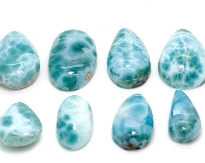 Natural Dominican Larimar Cabochon - Chips Rock Smooth Stone Gemstone Pear Tear Oval Round Beads for Ring Necklace Pendant Jewelry - PGL94