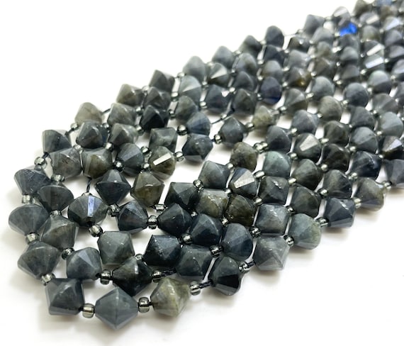 Labradorite Beads, Natural Black Labradorite Bicone Beads Faceted 8mm Gemstone Beads 15.5" Strand - PGS315A