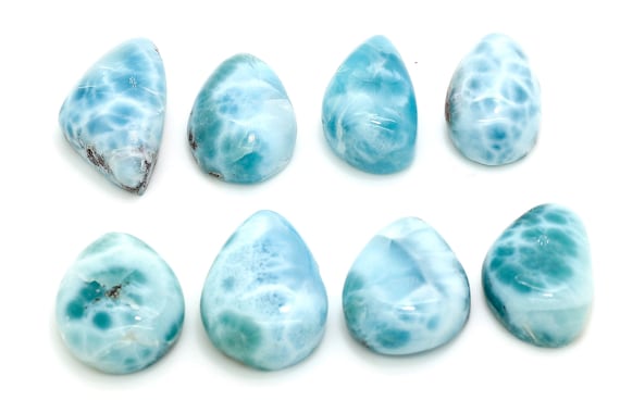 Natural Dominican Larimar Cabochon - Chips Rock Smooth Stone Gemstone Round Pear Tear Oval Beads for Ring Necklace Pendant Jewelry - PGL107