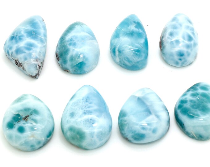 Natural Dominican Larimar Cabochon - Chips Rock Smooth Stone Gemstone Round Pear Tear Oval Beads for Ring Necklace Pendant Jewelry - PGL107