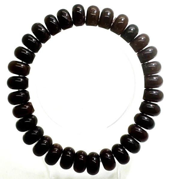 Dark Brown Jade Rondelle Bracelet: Handmade Gemstone Beaded Accessory