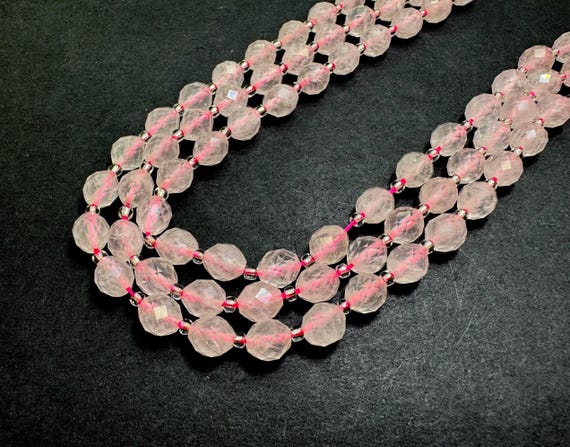 Faceted Rose Quartz Oval Beads 6x8mm | Natural Pink Quartz Gemstone Strand 14.5” | Love Stone Beads for Jewelry Making - PGS323