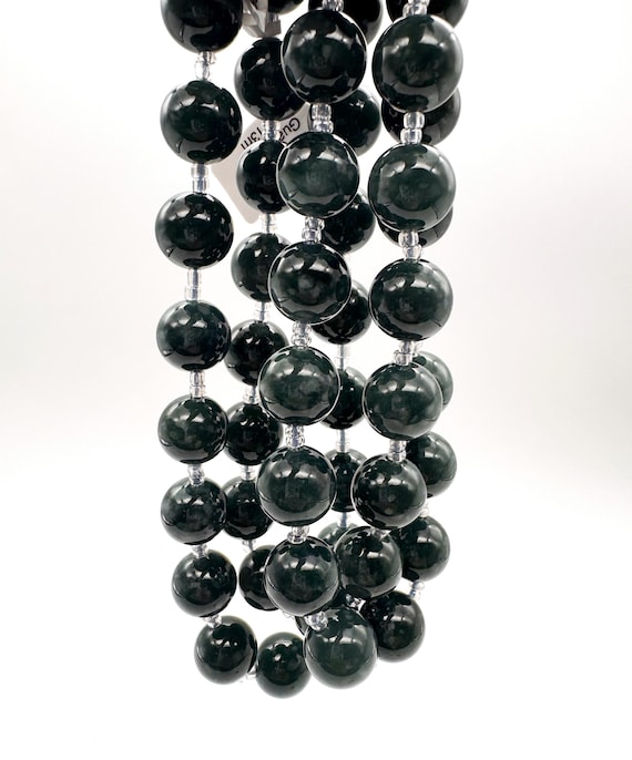 Natural Guatemala Jade Round Beads 13mm, Genuine Green Jade Gemstone Beads, Smooth Polished Stone Beads, 14.5" Strand PGS323L