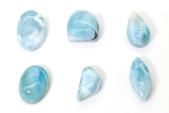 Natural Dominican Larimar Cabochon Chips Rock Stone Gemstone Variety Shape Flat Drop Pear Oval Beads for Pendant - PGL69