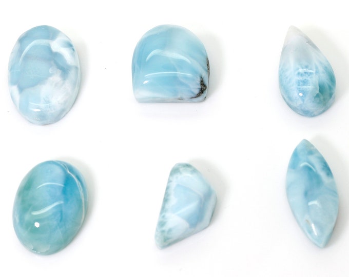 Natural Dominican Larimar Cabochon Chips Rock Stone Gemstone Variety Shape Flat Drop Pear Oval Beads for Pendant - PGL69