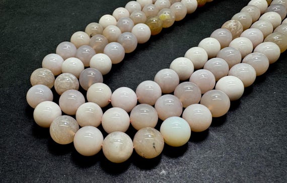 Natural Pink Chalcedony Beads | Round Smooth Gemstone Beads 8mm, 10mm, 12mm | Soft Blush Pink Chalcedony | Jewelry Making Supplies RN211