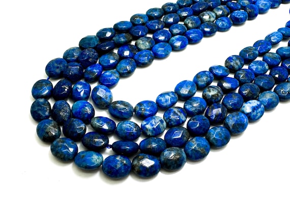 Faceted Lapis Lazuli Beads: Natural Blue Faceted Oval Untreated Lapis Gemstone Beads- PG97