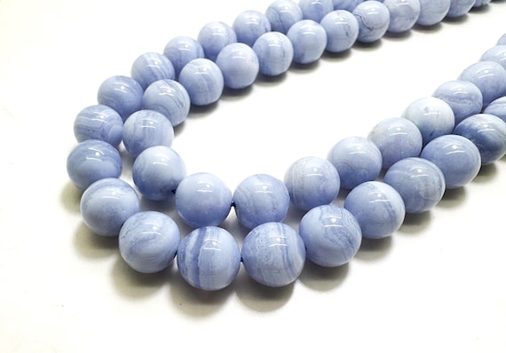Blue Lace Agate Beads, Grade AA Natural Agate Smooth Round Ball Sphere Gemstone Beads, (6mm 8mm 10mm 12mm ) - RN57