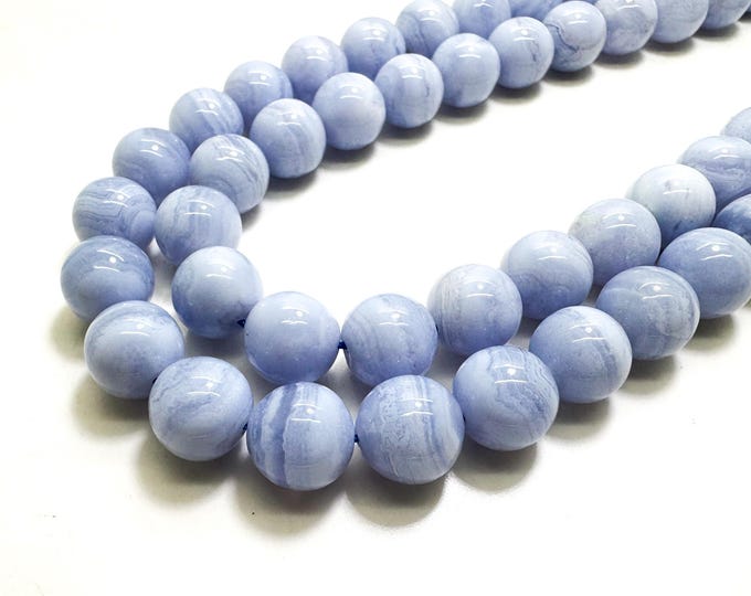 Blue Lace Agate Beads, Grade AA Natural Agate Smooth Round Ball Sphere Gemstone Beads, (6mm 8mm 10mm 12mm ) - RN57