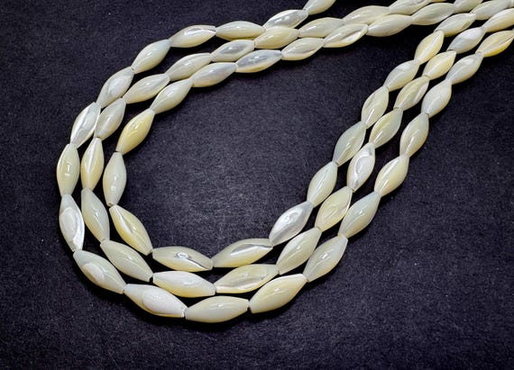 Genuine Natural White MOP Mother of Pearl Marquise Beads: Iridescent Shell Jewelry Making -PG322I
