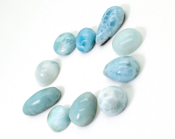 Natural Larimar Cabochon - 10 pcs Chips Rock Stone Gemstone Variety Tear Drop Shape Beads for Ring Necklace Pendant Jewelry Making - PGL46