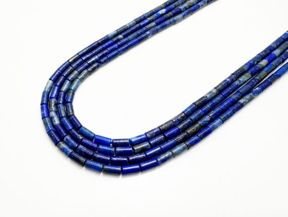 Lapis Lazuli Tube Beads 4x2mm | Natural Lapis Heishi Tube Beads | Blue Gemstone Beads | 15” Strand Jewelry Making Supplies - RD08