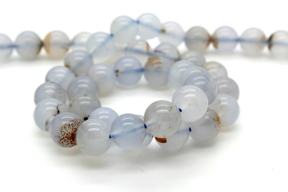 Blue Chalcedony Beads, Natural Blue Chalcedony Smooth Polished Round Sphere Ball Gemstone Beads - RN104