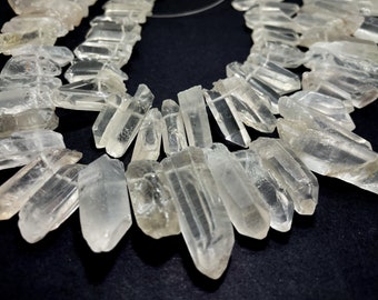 Rough Clear Quartz Crystal Natural Gemstone Stick Teeth Chips Nugget Loose Beads - PG86