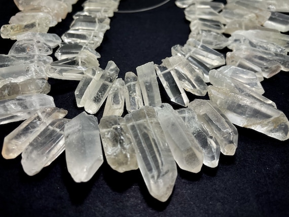 Rough Clear Quartz Crystal Natural Gemstone Stick Teeth Chips Nugget Loose Beads - PG86