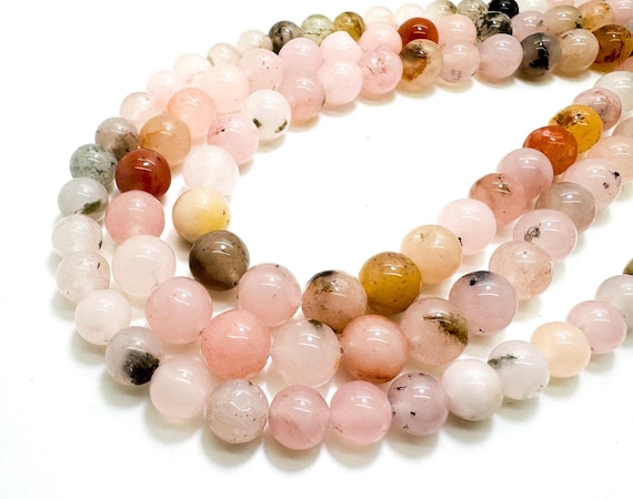 Pink Cherry Agate Smooth Polished Round 8mm 10mm Gemstone Jewelry Making Beads - RN199A