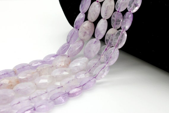 Natural Amethyst Beads, Purple Transparent Amethyst Polished Faceted Flat Oval  Gemstone Beads PGP20