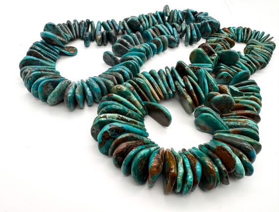 Genuine Untreated Turquoise Large Slice Beads Natural Green Blue Teal Teardrop Pear Slab Graduated Gemstone for Jewelry Making PGS370-9-10