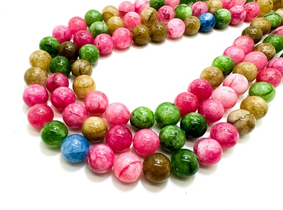 Rainbow Agate Smooth Polished Round 10mm Gemstone Jewelry Making Beads - RN197F