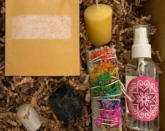 House Cleansing Smudge Kit: Reiki Healing, Crystals & Blessing Candle
