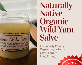Naturally Native Wild Yam / Chaste Berry / Vitex Creamy Salve for Men, Women, 4 oz ORGANIC Herbal Support, Anna Cream, Gift for Her