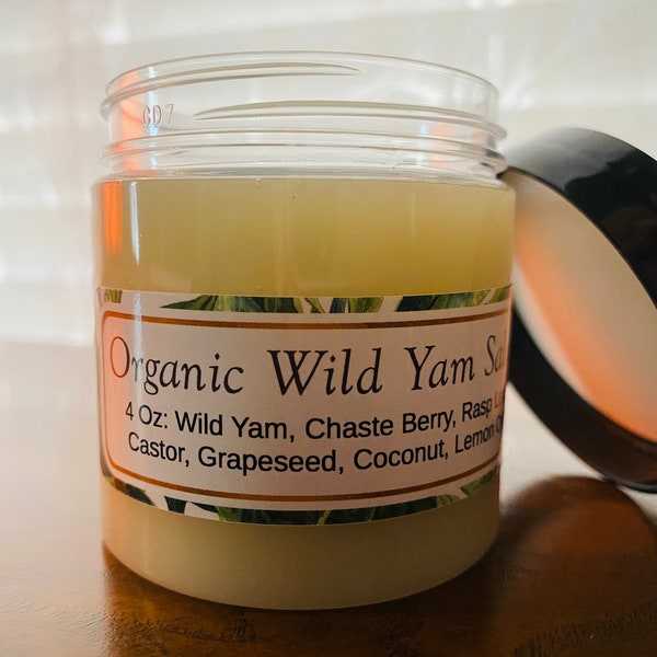 Organic Wild Yam Root Hormonal Body Cream Salve Lotion 4 oz w/ Chaste Berry, Menopause Balm, Andropause, Handmade Herbal Gift, Gift for Her