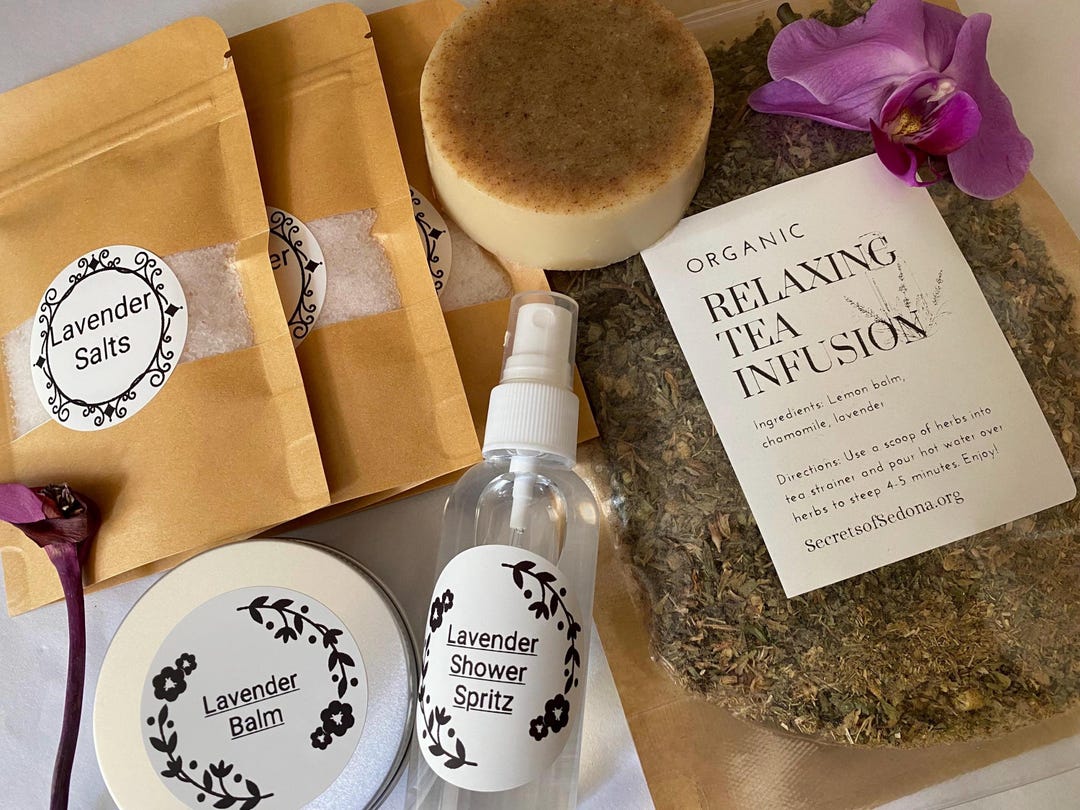 Organic Lavender Spa Gift Set – Relaxation Box for Her, Lavender Bath ...