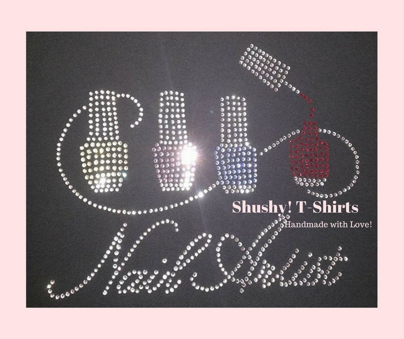 Nail Artist Women Rhinestone T Shirt Sparkle Manicurist Etsy Nail Artist Women Rhinestone T Shirt Sparkle Manicurist Etsy