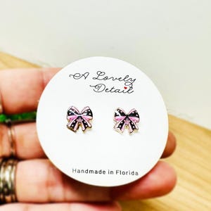 Pink Bows Earrings  Kawaii Minimalistic Light Weigh Studs
