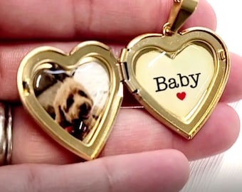 custom photo locket your dog cat or any pet, great pet lover gift, memorial or anniversary gift  , daughter,heart photo locket