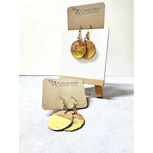 Gold Foil Cork Earrings: Minimalist Summer Jewelry