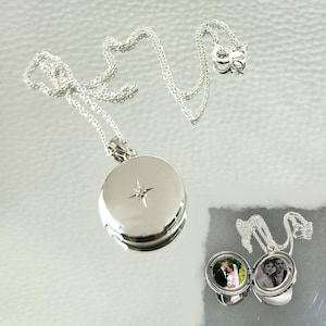 Médaillon photo avec étoile en argent sterling personnalisé