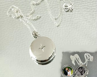 Medallón de foto con estrella personalizado en plata de ley