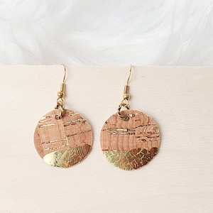 Gold Foil Cork Earrings: Minimalist Lightweight Jewelry
