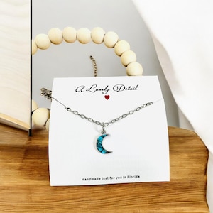 Moon Necklace Turquoise Anniversary Gift Wedding Present Wife for her