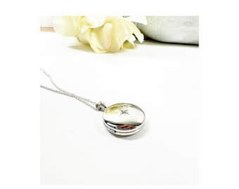 Medallón de foto con estrella personalizado en plata de ley