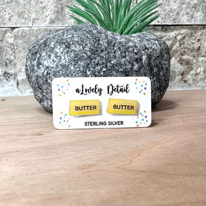Butter stick stud earrings sterling silver lightweight