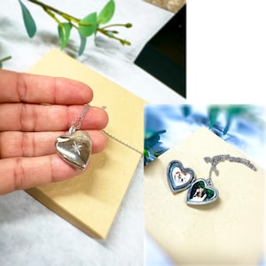 Cadeau romantique Médaillon coeur en argent sterling avec pendentif photo et étoile