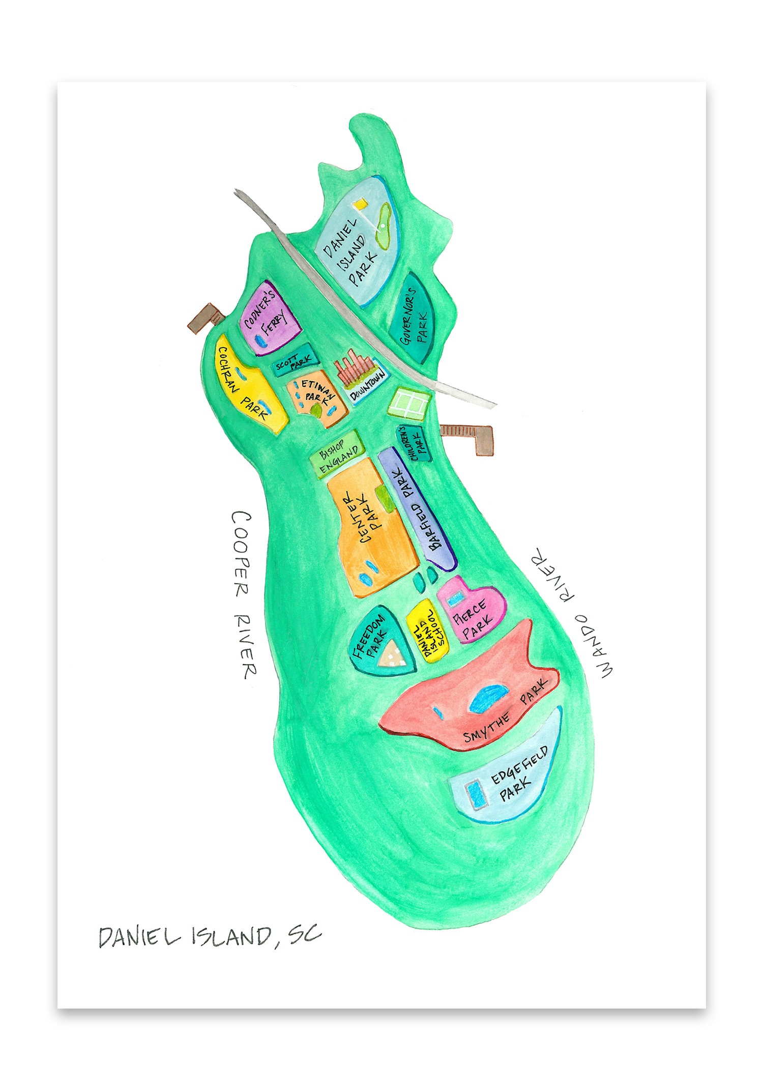 Map Of Daniel Island Sc Daniel Island Map Daniel Island Artwork Charleston Map - Etsy Canada