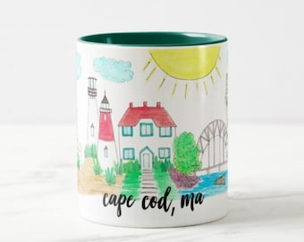 Cape Cod, MA Coffee Mug; Cape Cod Mug; Coffee Mug; Coastal Mug;