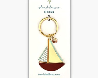Sailboat; Sailing; Keychain; Coastal gift;