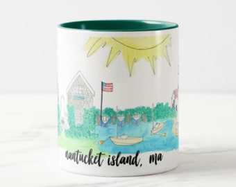 Nantucket Island Coffee Mug; Nantucket, MA Coffee Mug; Coastal Mug; Nantucket Island