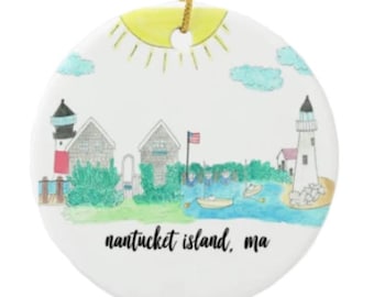 Nantucket, MA Ornament; Nantucket Island; Nantucket Art