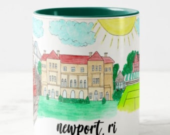 Newport, RI Coffee Mug; Rhode Island Mug; Coffee Mug; Coastal Mug;