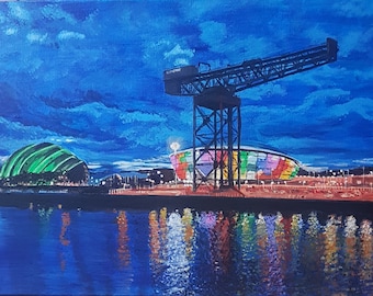 Glasgow Clyde waterfront mounted print