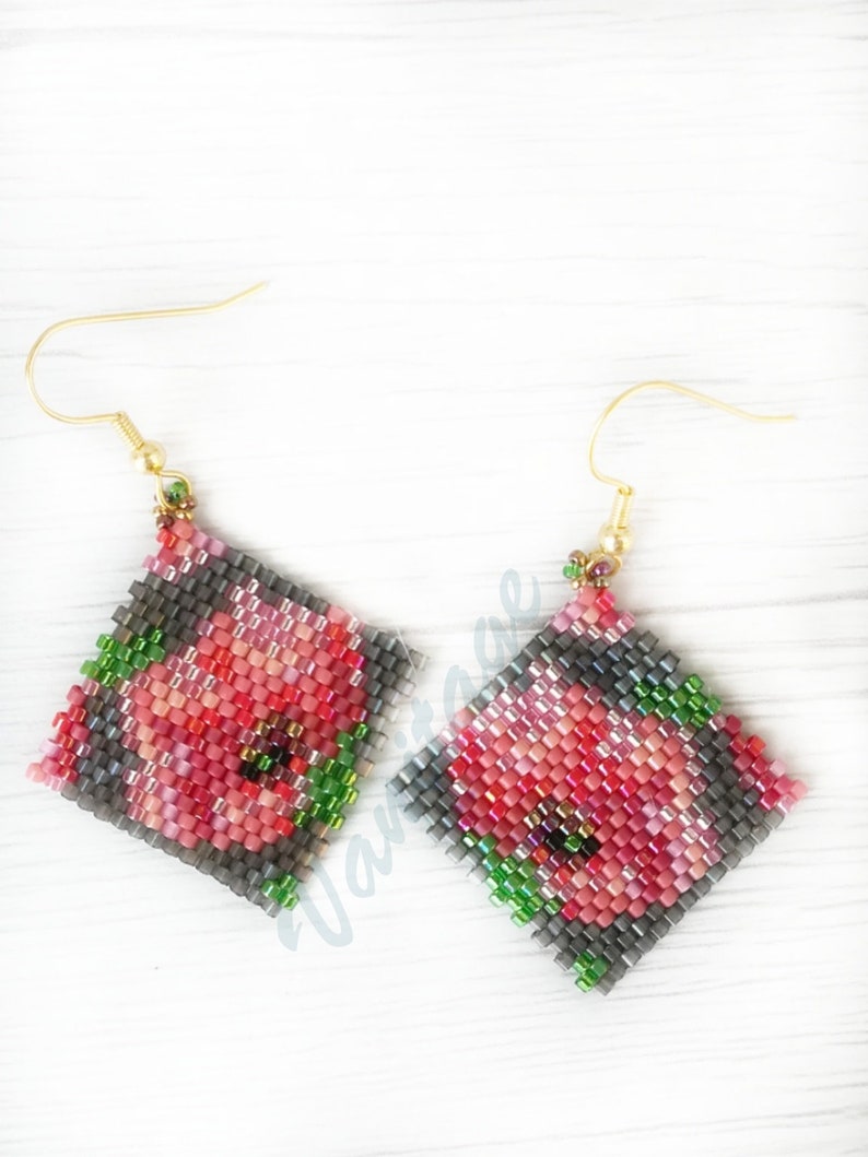 Earrings Peyote Pattern Peyote stitch PDF instant Download beadwork earrings to make jewelry image 5