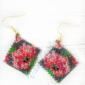 Earrings Peyote Pattern Peyote stitch PDF instant Download beadwork earrings to make jewelry image 2