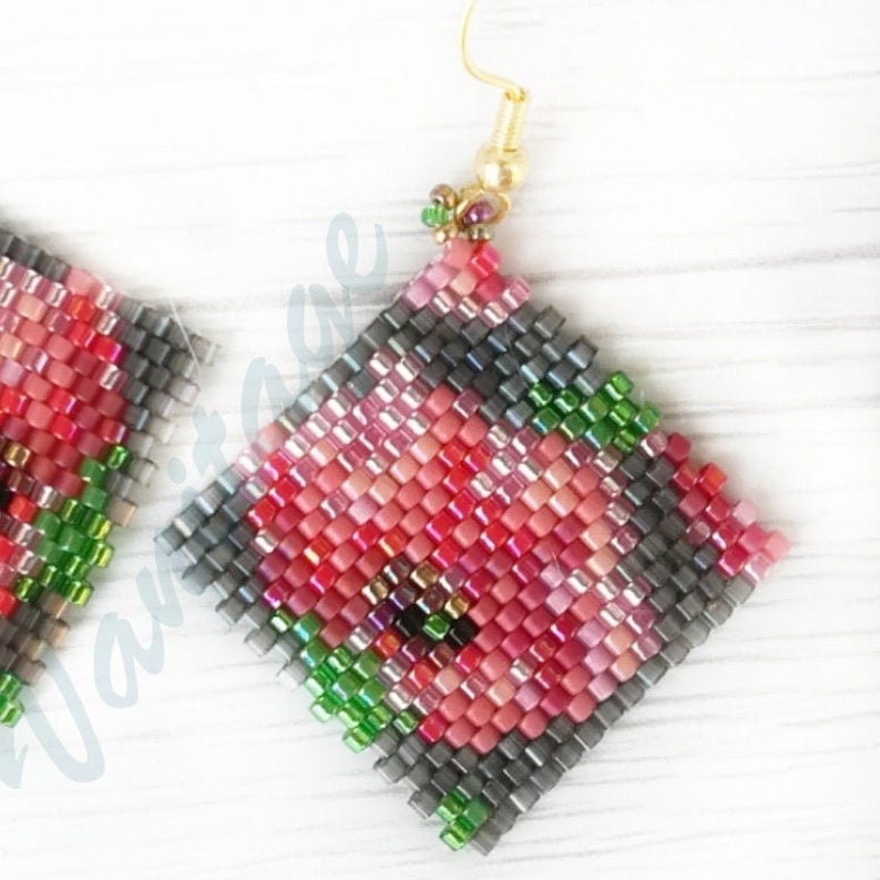 Earrings Peyote Pattern Peyote stitch PDF instant Download beadwork earrings to make jewelry image 3